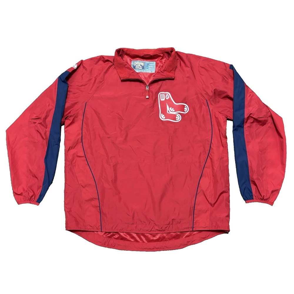 Boston Red Sox Majestic Red MLB Baseball Warm Up 1/4 Zip Pullover Men's Size XL